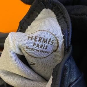 Gants cuir d'agneau noir Hermès