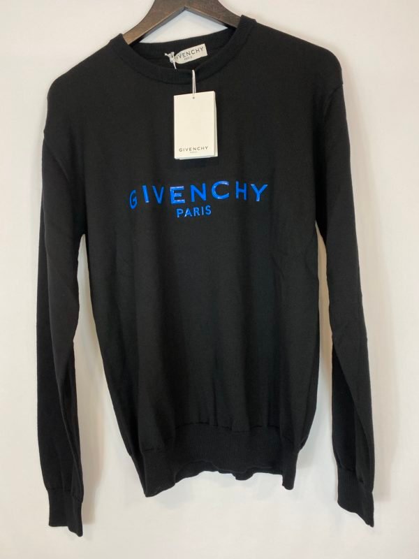 Pull Givenchy en laine noir logo bleu