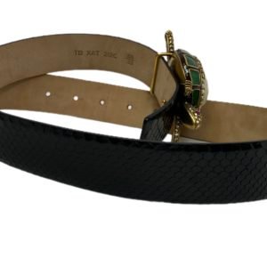 Valentino ceinture en serpent élaphe noir boucle tortue