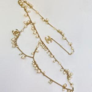 Chanel, ceinture métal doré et perles