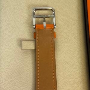 Hermes montre H en cuir orange