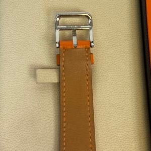 Hermes montre H en cuir orange