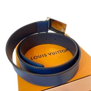Louis Vuitton, Ceinture pour homme en cuir épi bleu, 90cm