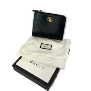 Gucci, Portefeuille GG Marmont Double Zip, en cuir grainé noir