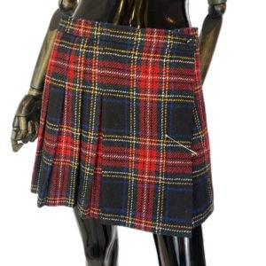 SAINT LAURENT – Mini-jupe plissée en laine à motifs écossais