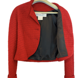 Dior, Tailleur veste et jupe en soie rouge