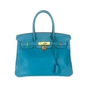 Hermès, Sac « Birkin » 30 en taurillon Clémence turquoise