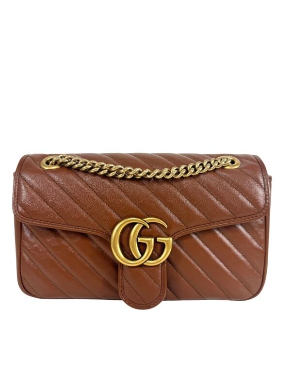 Gucci, Sac « Marmont » en cuir vieilli surpiqué cacao