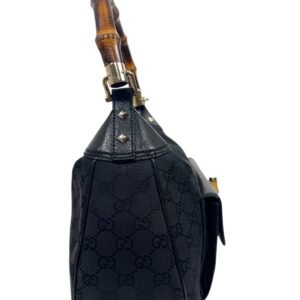 Gucci, sac Bamboo tissu GG noir