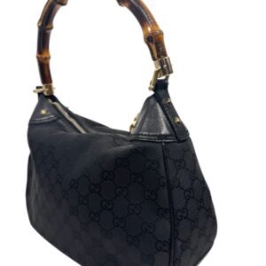 Gucci, sac Bamboo tissu GG noir