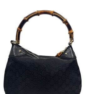 Gucci, sac Bamboo tissu GG noir