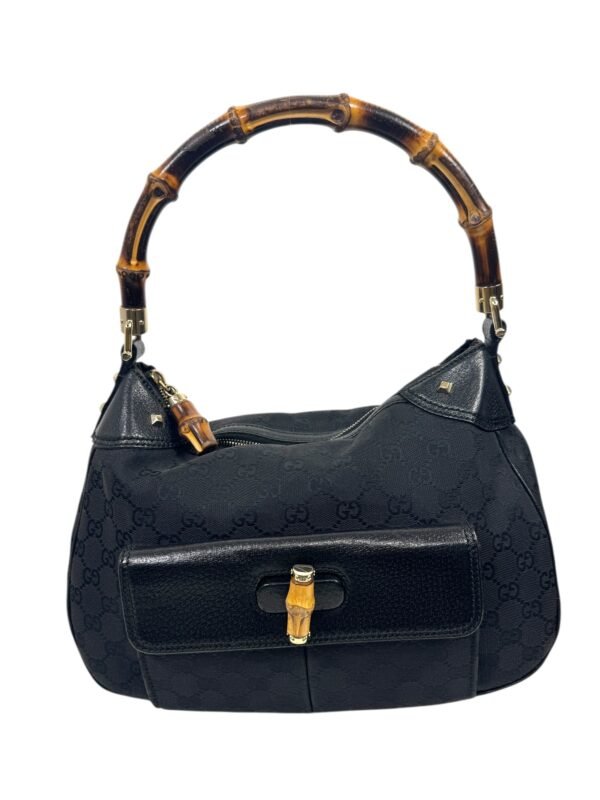 Gucci, sac Bamboo tissu GG noir