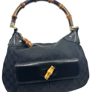 Gucci, sac Bamboo tissu GG noir