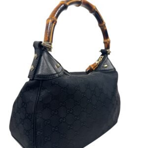 Gucci, sac Bamboo tissu GG noir