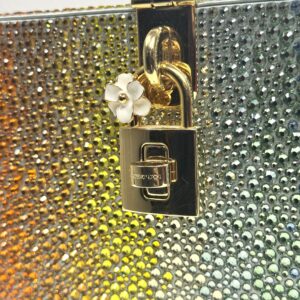 Dolce&Gabbana, pochette main clutch satiné strassé Rainbow multicolore