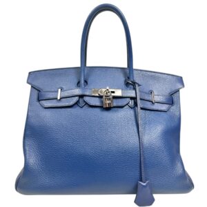 Hermès,Sac « Birkin » 35cm en taurillon Clémence bleu de Malte
