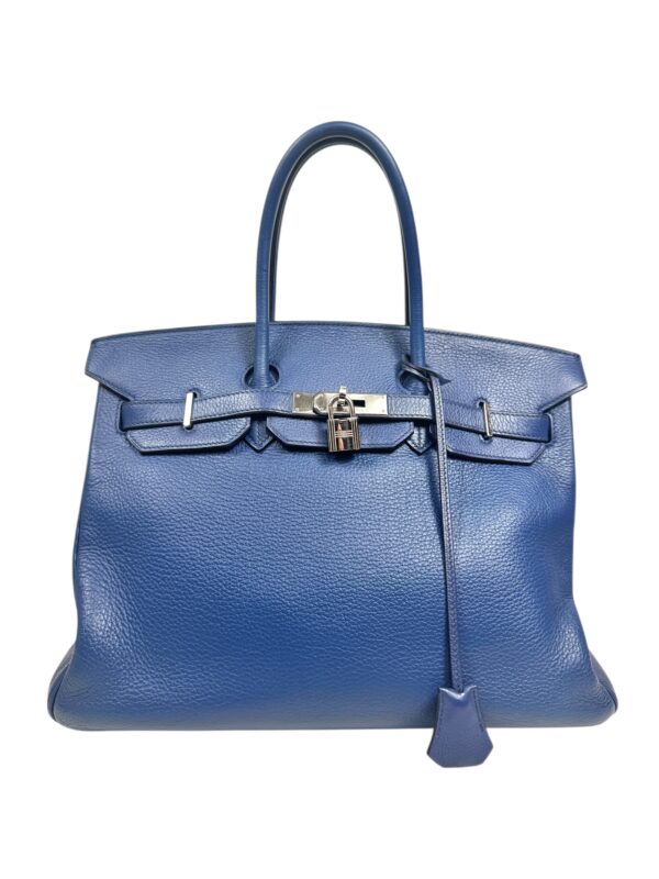 Hermès,Sac « Birkin » 35cm en taurillon Clémence bleu de Malte