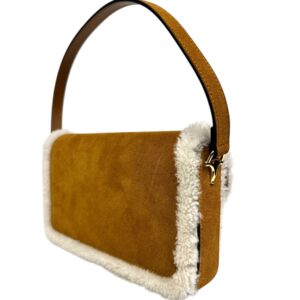 Gucci Sac « Horsebit » en agneau velours sable et mouton ivoire
