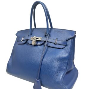 Hermès,Sac « Birkin » 35cm en taurillon Clémence bleu de Malte