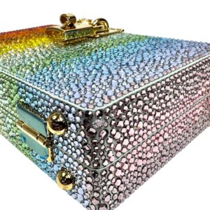 Dolce&Gabbana, pochette main clutch satiné strassé Rainbow multicolore