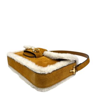 Gucci Sac « Horsebit » en agneau velours sable et mouton ivoire