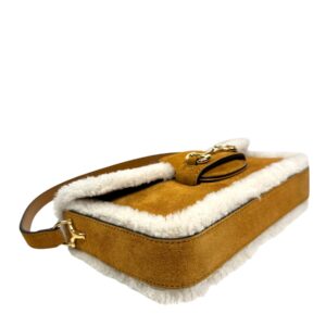 Gucci Sac « Horsebit » en agneau velours sable et mouton ivoire