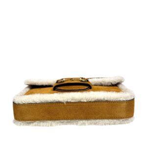 Gucci Sac « Horsebit » en agneau velours sable et mouton ivoire