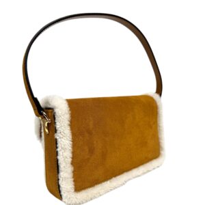 Gucci Sac « Horsebit » en agneau velours sable et mouton ivoire
