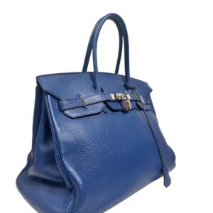 Hermès,Sac « Birkin » 35cm en taurillon Clémence bleu de Malte