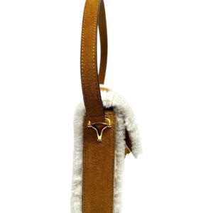 Gucci Sac « Horsebit » en agneau velours sable et mouton ivoire