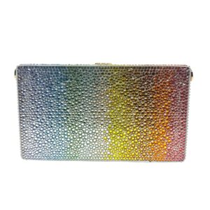 Dolce&Gabbana, pochette main clutch satiné strassé Rainbow multicolore
