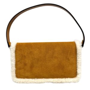 Gucci Sac « Horsebit » en agneau velours sable et mouton ivoire