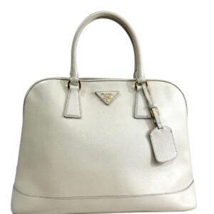 Prada année 2013 Sac « Promenade » en veau Saffiano écru,