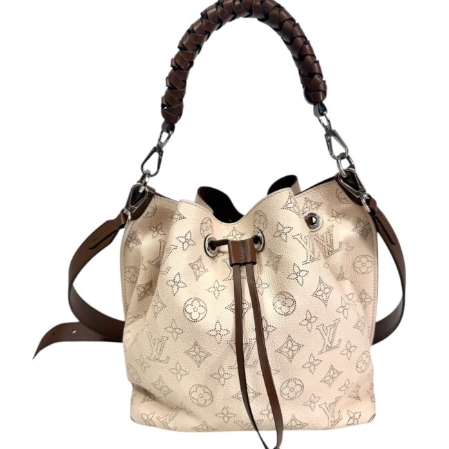 Louis Vuitton année 2024 Sac « Muria » en veau grainé mahina crème et cuir cacao
