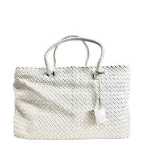 Bottega Veneta Sac voyage cuir agneau Nappa Intrecciato blanc