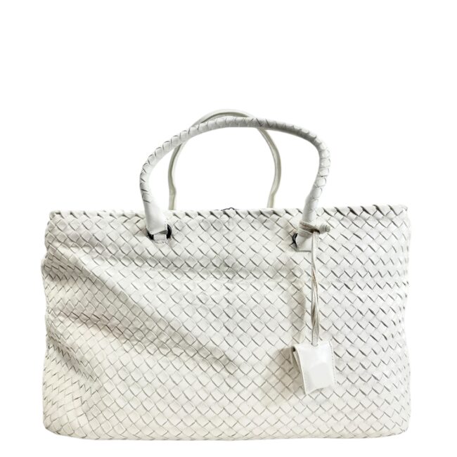 Bottega Veneta Sac voyage cuir agneau Nappa Intrecciato blanc