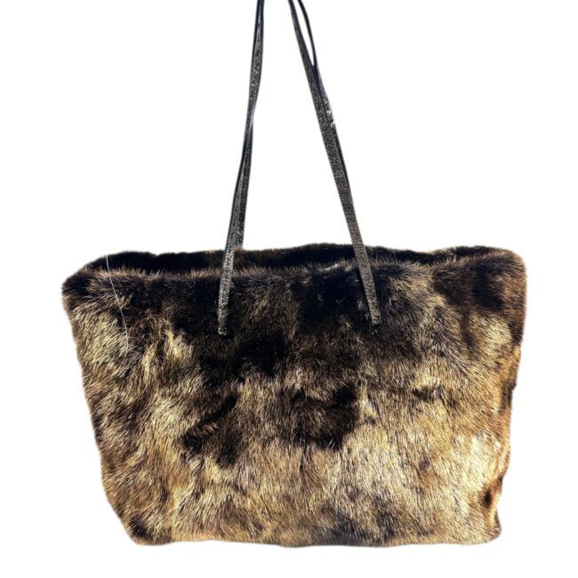 Fendi Selleria Sac cabas en castor lustré métallisé vieil or