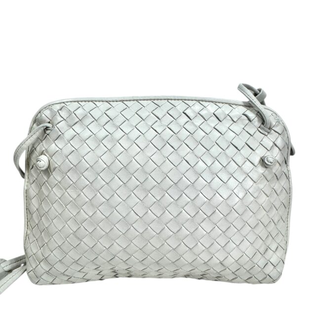 Bottega Veneta, sac "Nodini" cuir agneau nappa intrecciato blanc