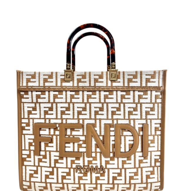 Fendi Sac « Sunshine » en toile siglée beige, blanche