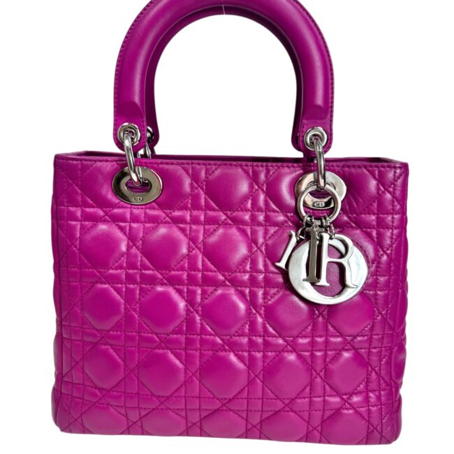 Christian Dior année 2012 Sac « Lady Dior » en cuir agneau violet