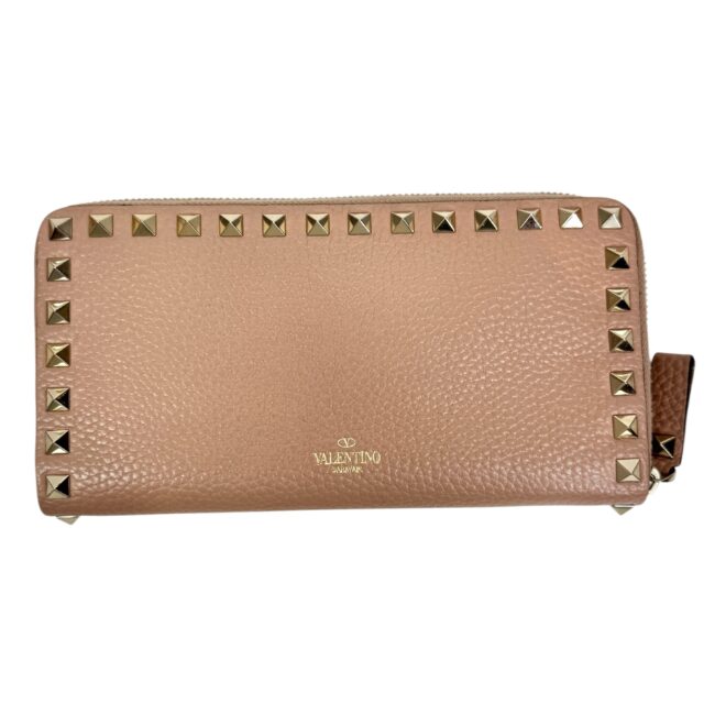 Valentino, portefeuille hippy long "Rockstud" nude