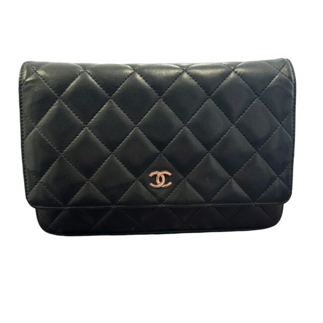 CHANEL WOC WALLET ON CHAIN NOIR ARGENTÉ